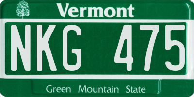 VT license plate NKG475