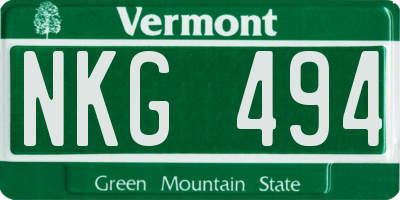 VT license plate NKG494