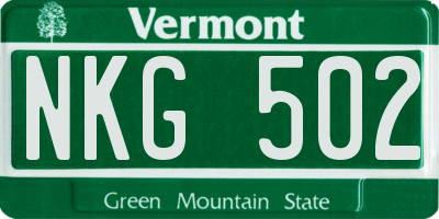 VT license plate NKG502