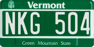 VT license plate NKG504