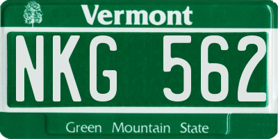 VT license plate NKG562