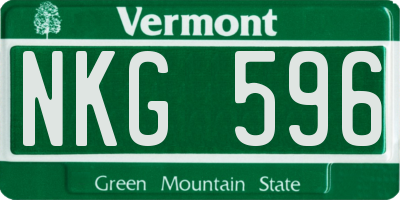 VT license plate NKG596