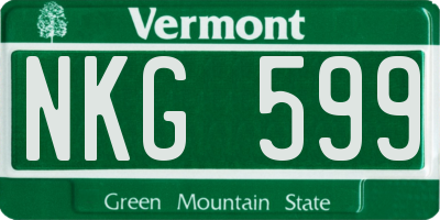 VT license plate NKG599