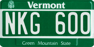 VT license plate NKG600