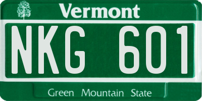 VT license plate NKG601