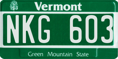 VT license plate NKG603