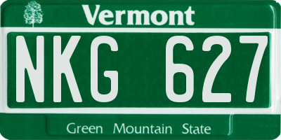 VT license plate NKG627