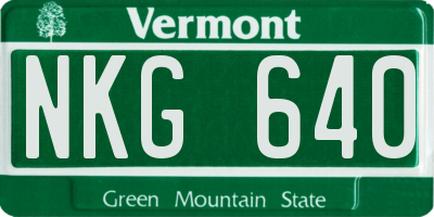 VT license plate NKG640