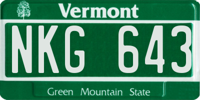 VT license plate NKG643