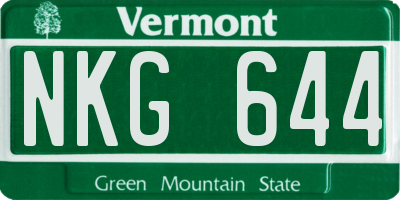 VT license plate NKG644