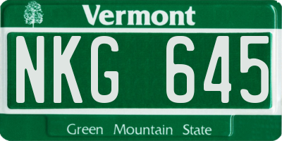 VT license plate NKG645