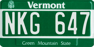 VT license plate NKG647
