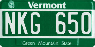 VT license plate NKG650