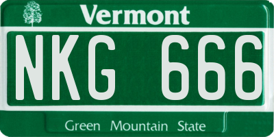 VT license plate NKG666