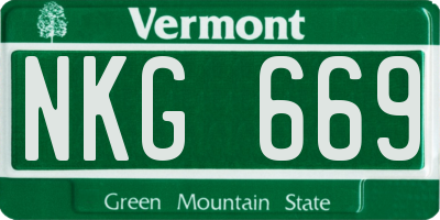 VT license plate NKG669
