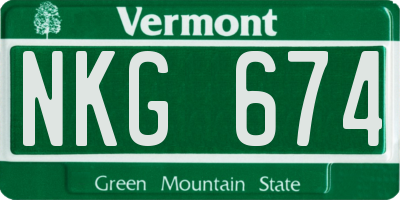 VT license plate NKG674