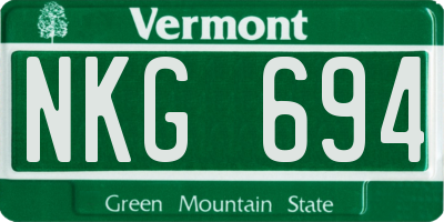 VT license plate NKG694