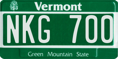 VT license plate NKG700
