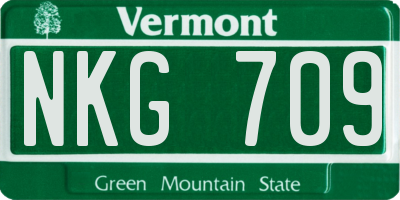 VT license plate NKG709
