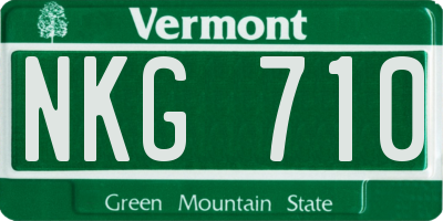 VT license plate NKG710