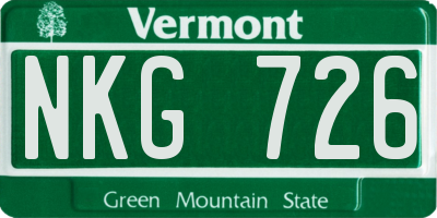 VT license plate NKG726