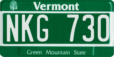VT license plate NKG730
