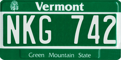 VT license plate NKG742