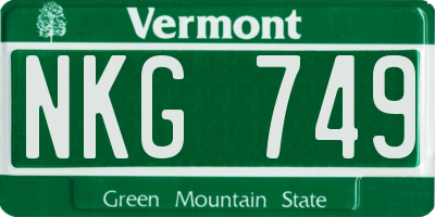 VT license plate NKG749
