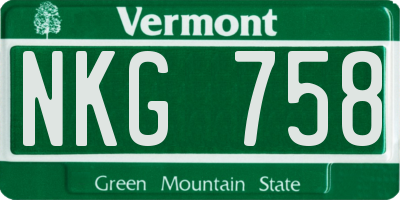 VT license plate NKG758