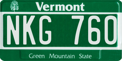 VT license plate NKG760