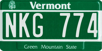 VT license plate NKG774