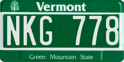 VT license plate NKG778