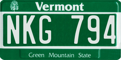 VT license plate NKG794
