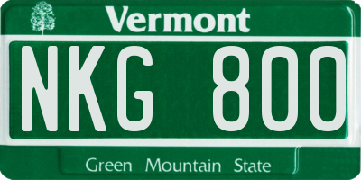 VT license plate NKG800