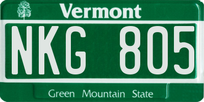 VT license plate NKG805