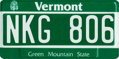 VT license plate NKG806