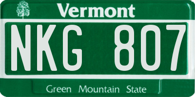 VT license plate NKG807