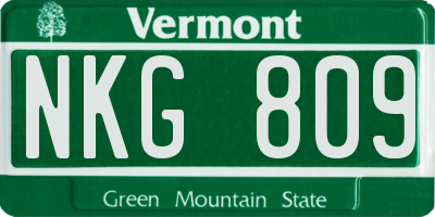 VT license plate NKG809