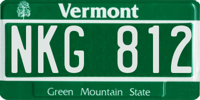 VT license plate NKG812