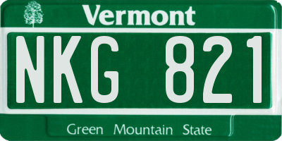 VT license plate NKG821