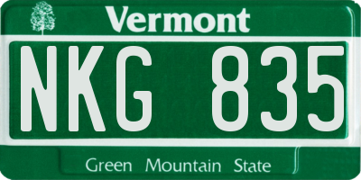 VT license plate NKG835