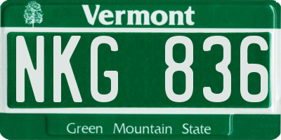 VT license plate NKG836