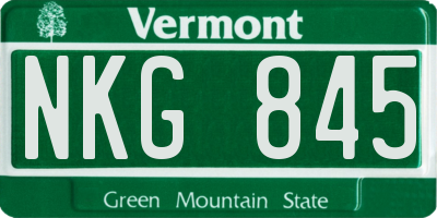 VT license plate NKG845