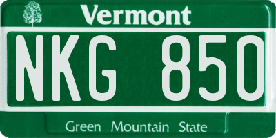 VT license plate NKG850