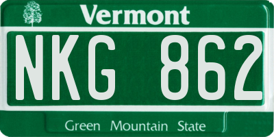 VT license plate NKG862