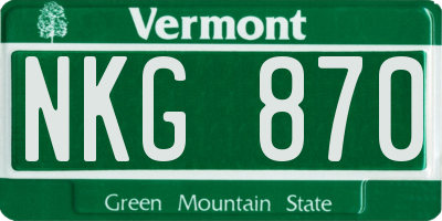 VT license plate NKG870