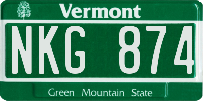 VT license plate NKG874