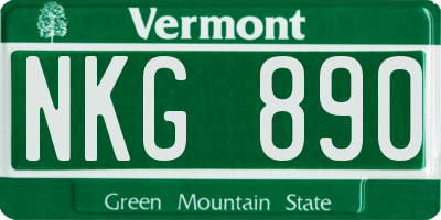 VT license plate NKG890