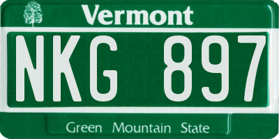 VT license plate NKG897