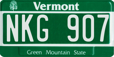 VT license plate NKG907